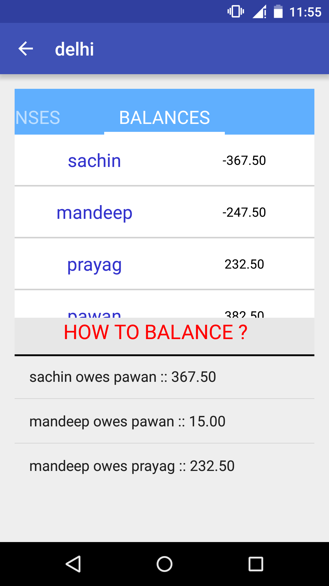 balance expenses of trip